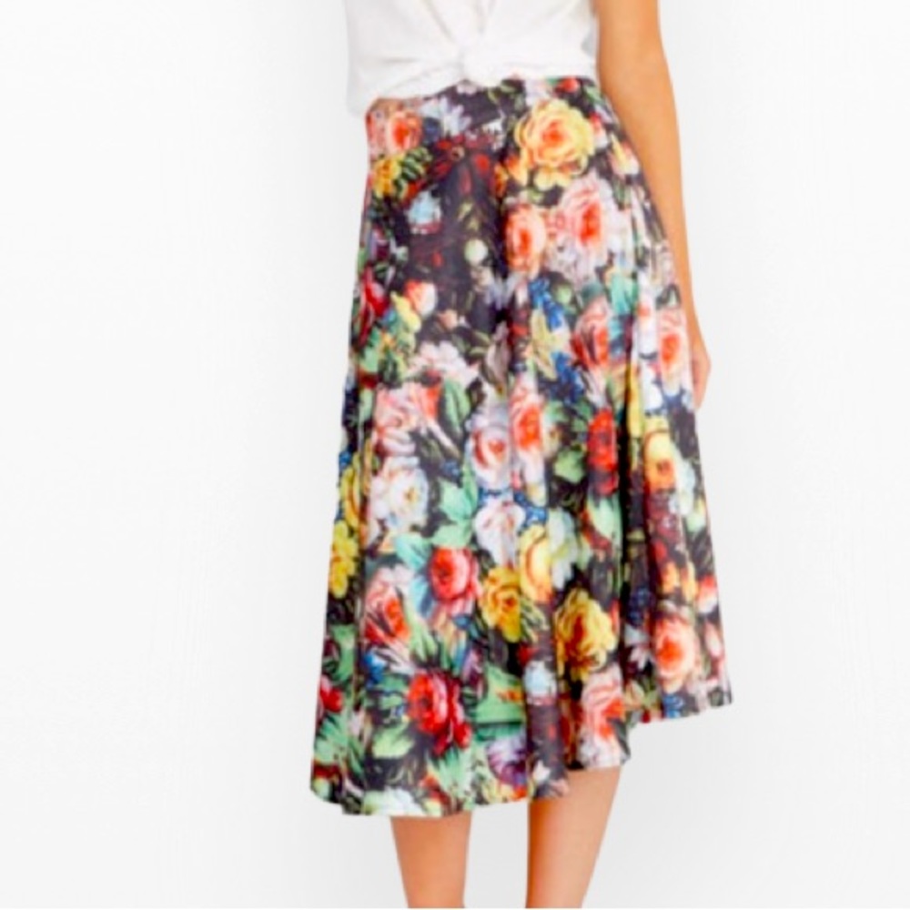 Chi Chi London Black Floral Skirt size 12”